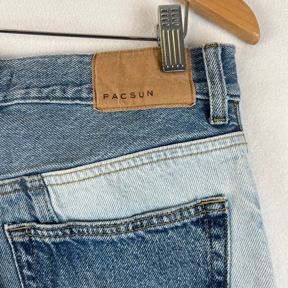 Pacsun Slim Taper Mens Jeans 28x30 RUN‎ SMALL Colorblock Denim 90s Patchwork - Picture 6 of 12